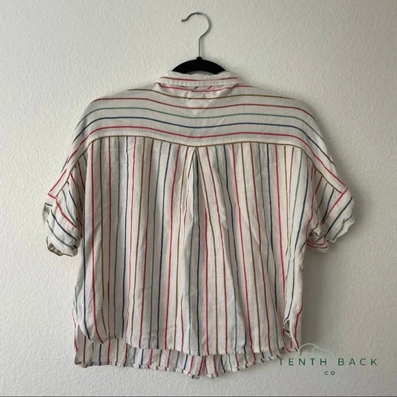 VOLCOM Multi Stripe Girls Button Down Top | L / 14 - Picture 3 of 13